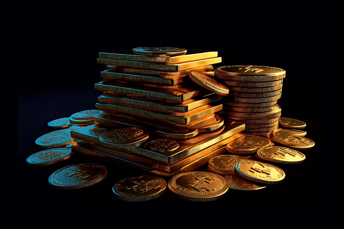 Illustration of gold and silver coins