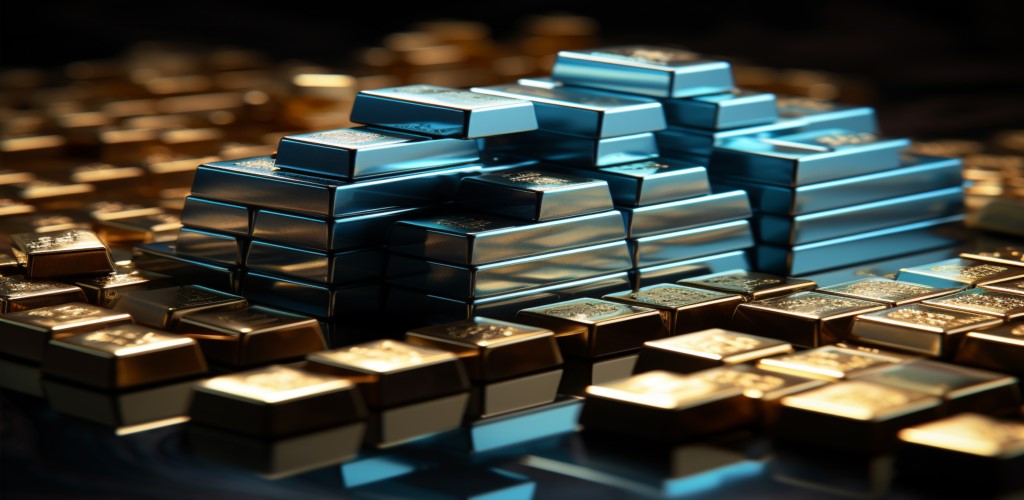 Illustration of gold and silver, bars