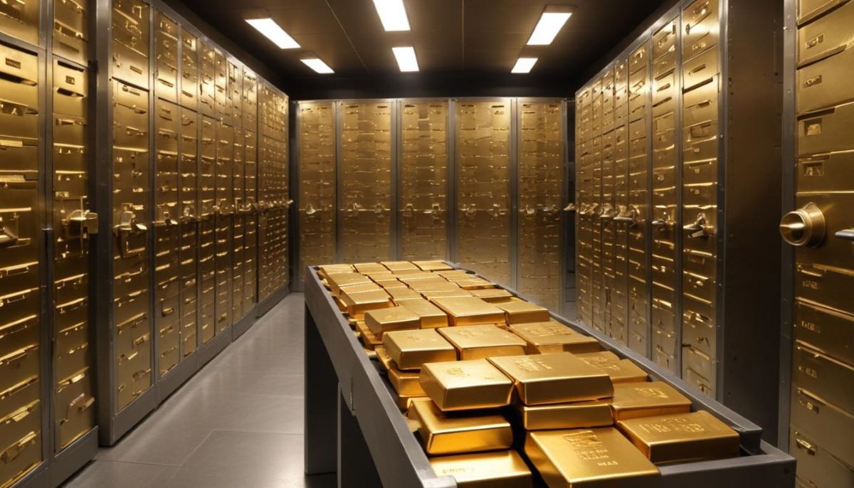 gold bars inside a bank vault provide economic stability