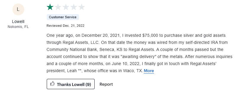 Regal Assets scam